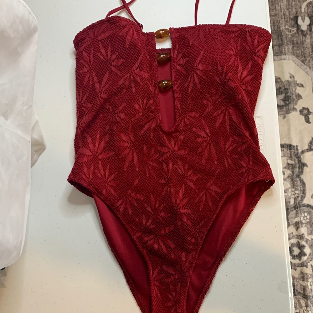 Noelle Burgundy Lace Swimsuit